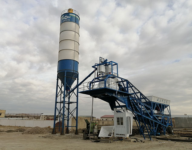 Мини мобильный бетонный завод AJY-35 в октябре 2020 года в Узбекистане